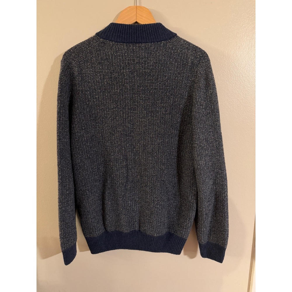 Joseph Abboud Mens Blue Marl Full Zip Sweater Mock Neck wool large - Picture 3 of 3